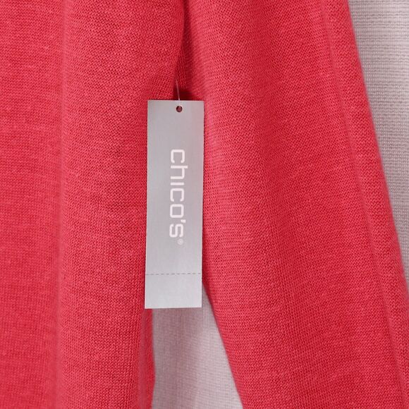 Chicos Sweater 2 Womens Large Salmon Pink Linen Blend Knit Semi Sheer New - Picture 7 of 9